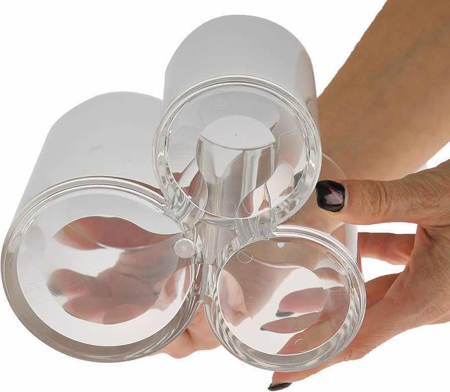 ACRYLIC 1 PIECE 3 COMPARTMENTS APOTHECARY CONTAINER W LIDS (Clear)