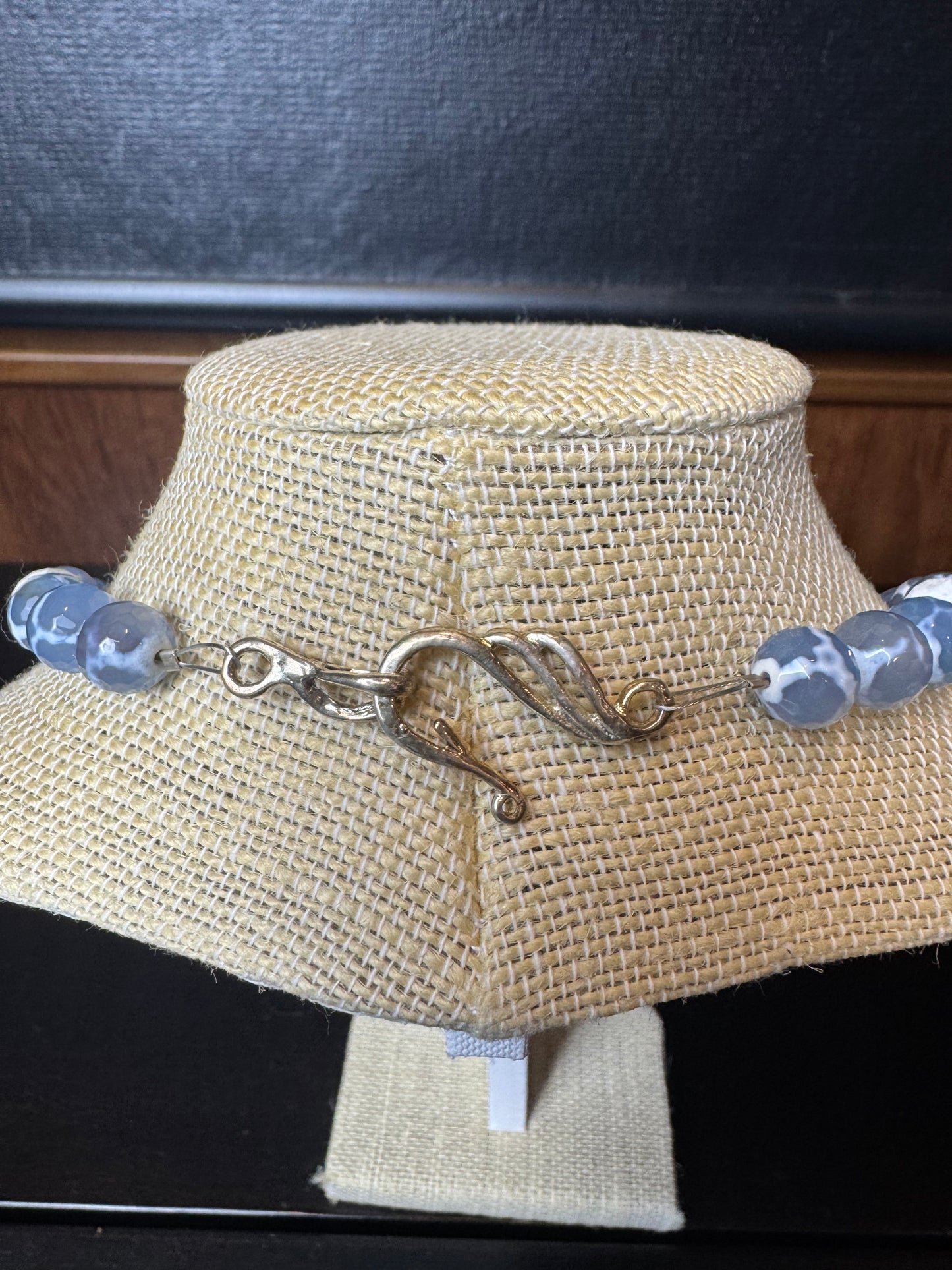 Blue and White Lace Agate Beaded Necklace