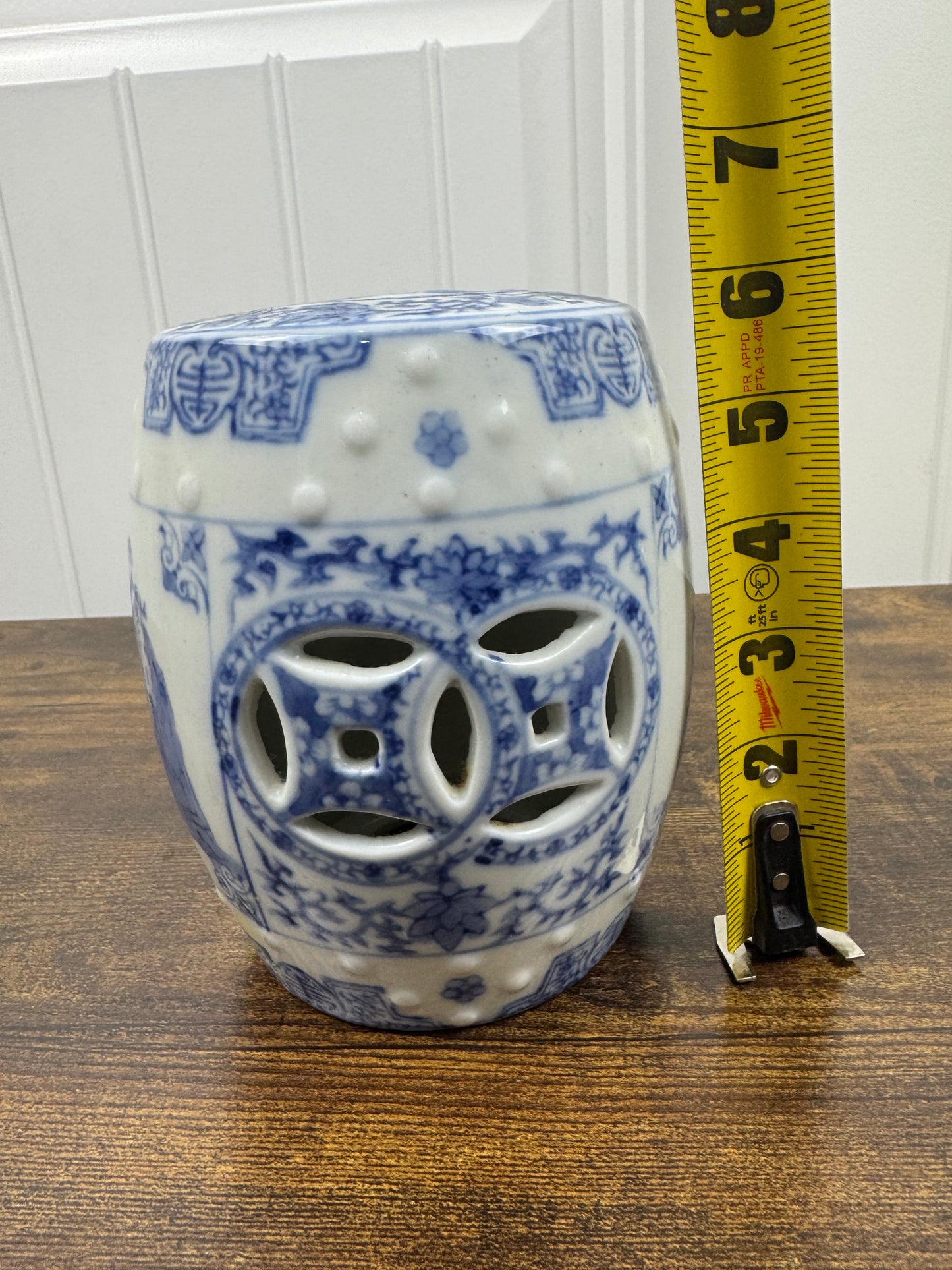 Vintage Cobalt and White Chinese Porcelain Garden Seat