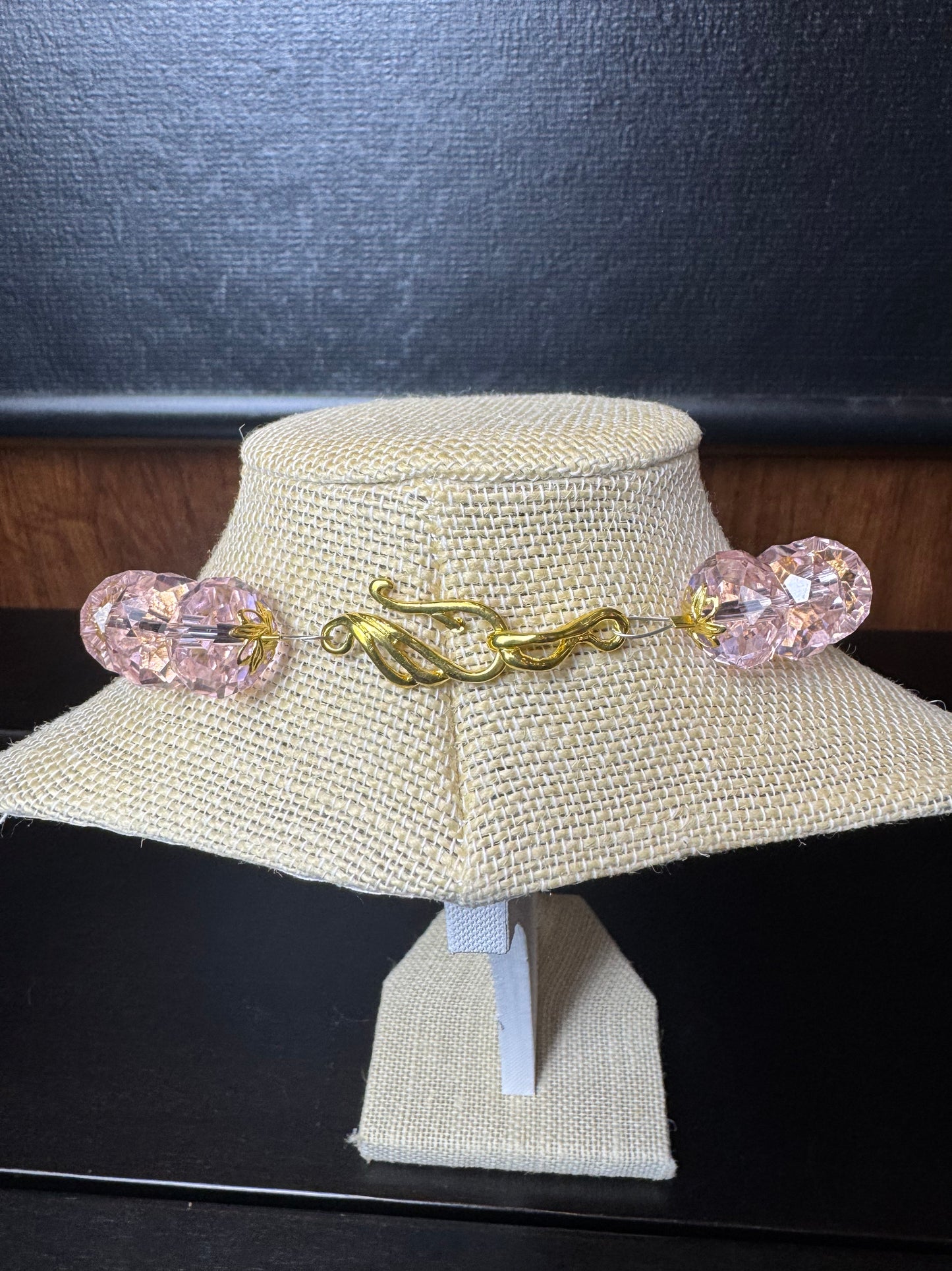 Vintage Pink Glass Beads w/Floral Bead Spacers