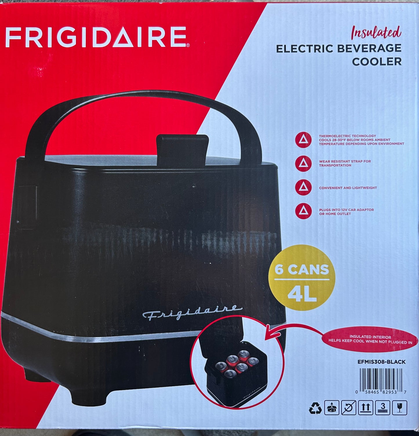 Frigidaire Insulated Electric Beverage Cooler Holds Six 12 oz. Cans