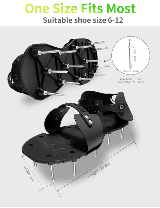 Grass Lawn Aerator Shoes, Aerator Shoes for Lawn - Black