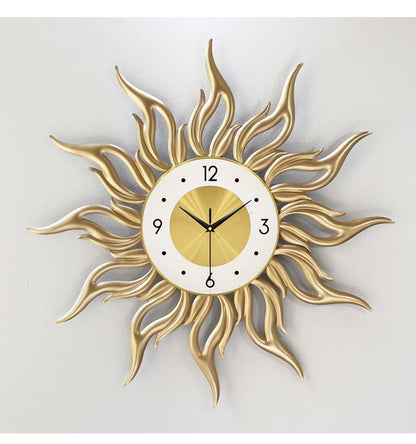 Modern Art Wall Clock Golden Sun Burst