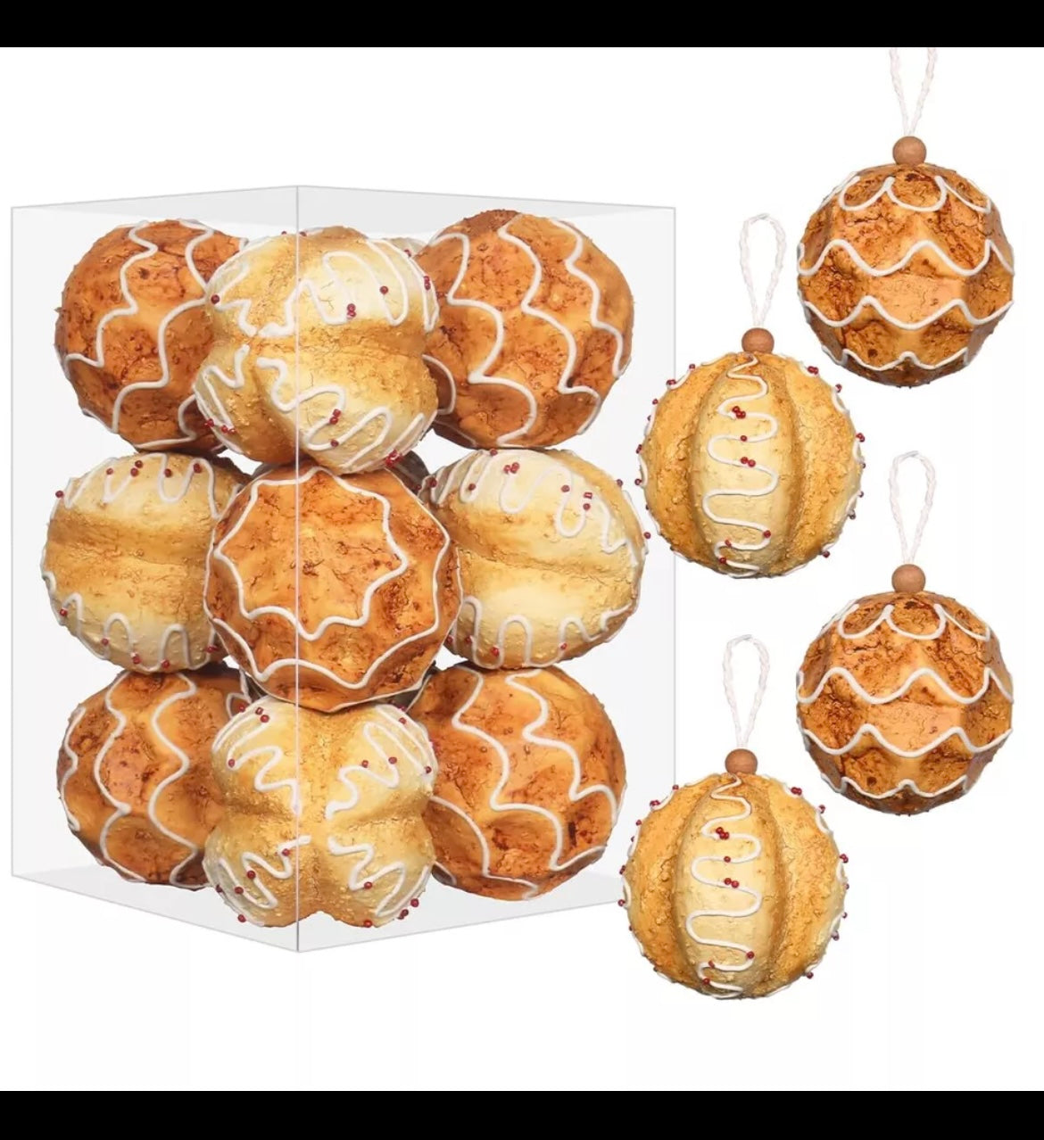 Gingerbread Christmas Tree Ornaments, 12PCS Shatterproof