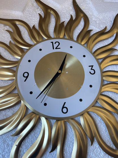 Modern Art Wall Clock Golden Sun Burst