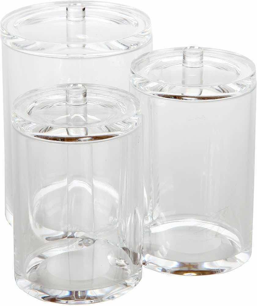 ACRYLIC 1 PIECE 3 COMPARTMENTS APOTHECARY CONTAINER W LIDS (Clear)