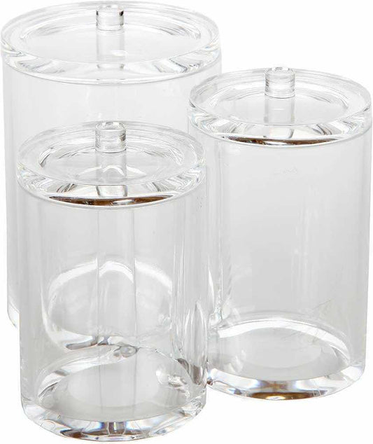 ACRYLIC 1 PIECE 3 COMPARTMENTS APOTHECARY CONTAINER W LIDS (Clear)