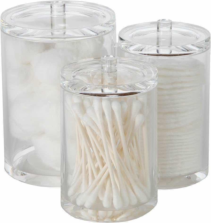 ACRYLIC 1 PIECE 3 COMPARTMENTS APOTHECARY CONTAINER W LIDS (Clear)