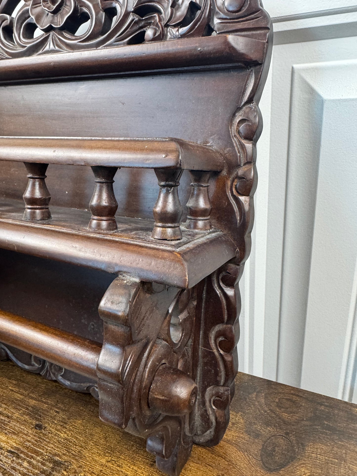 Antique Chippendale Style Wood Spice Rack