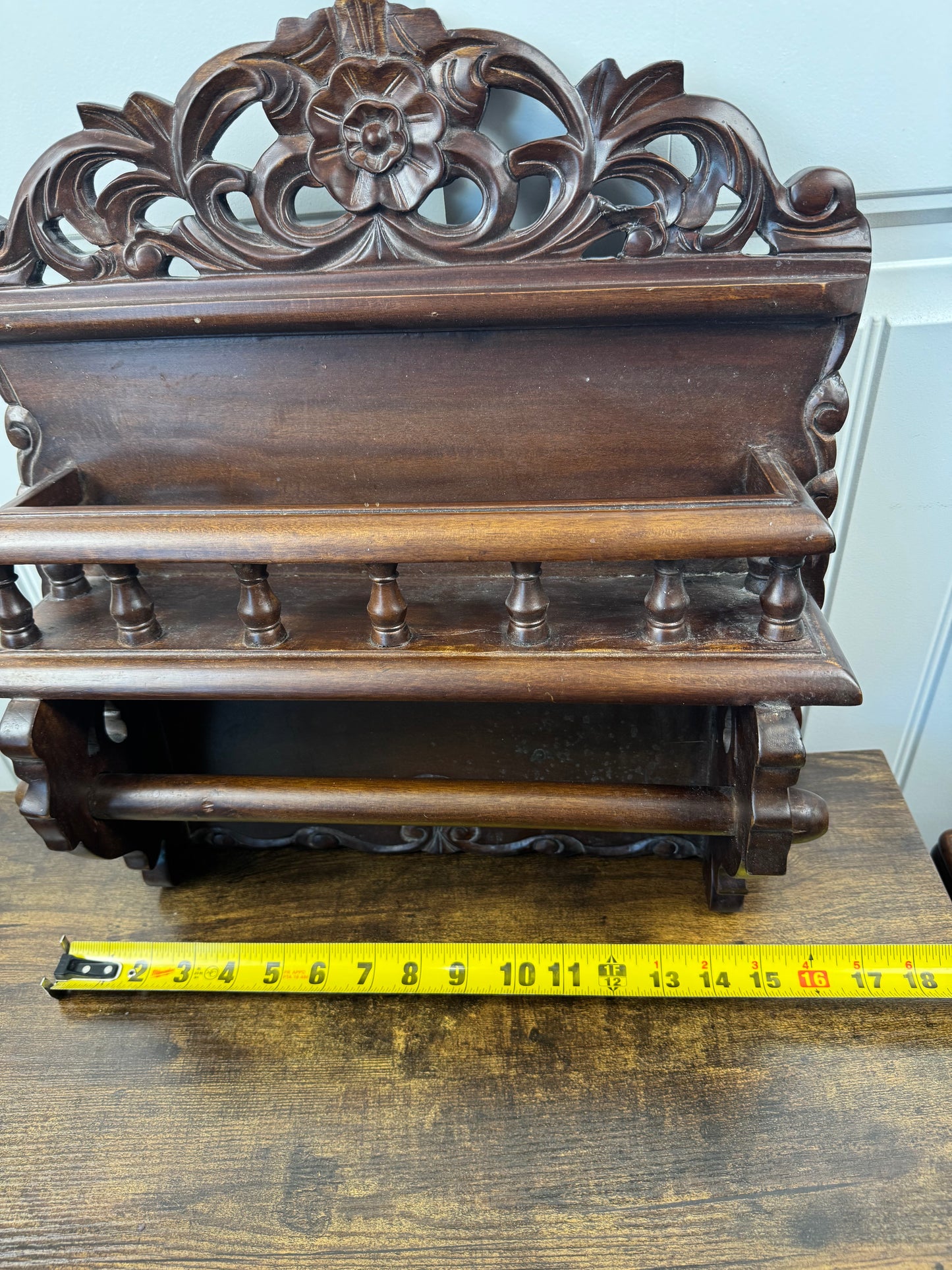 Antique Chippendale Style Wood Spice Rack