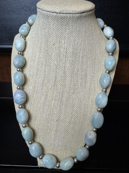 Aquamarine Nugget Beads w/Mini Silver Spacers