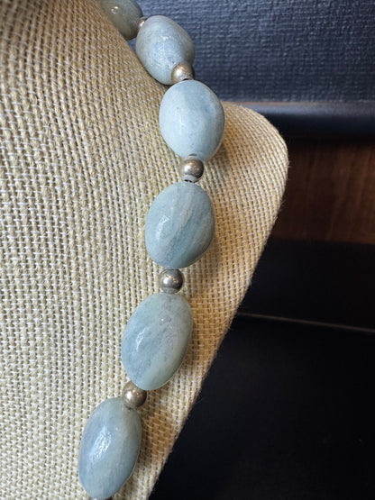 Aquamarine Nugget Beads w/Mini Silver Spacers