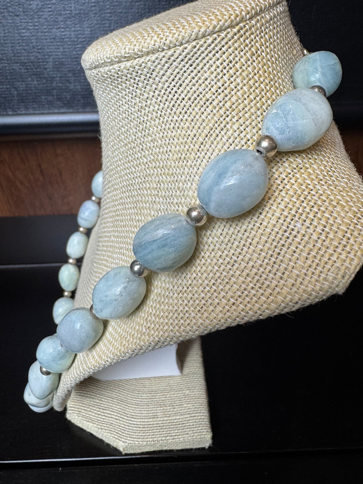 Aquamarine Nugget Beads w/Mini Silver Spacers