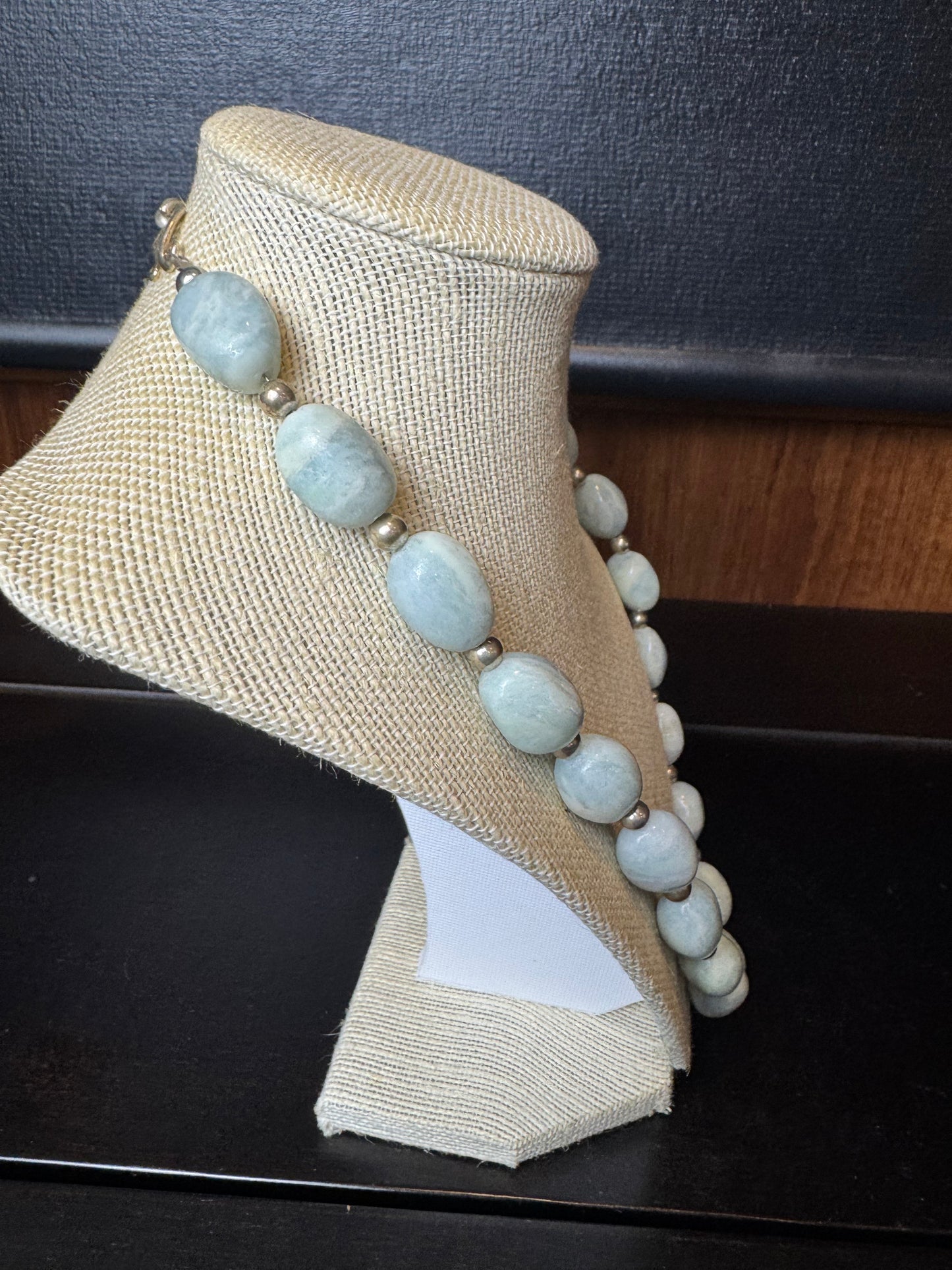 Aquamarine Nugget Beads w/Mini Silver Spacers