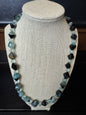 Blue Amazonite and Smokey Quartz Diamond Shaped Beaded Necklace