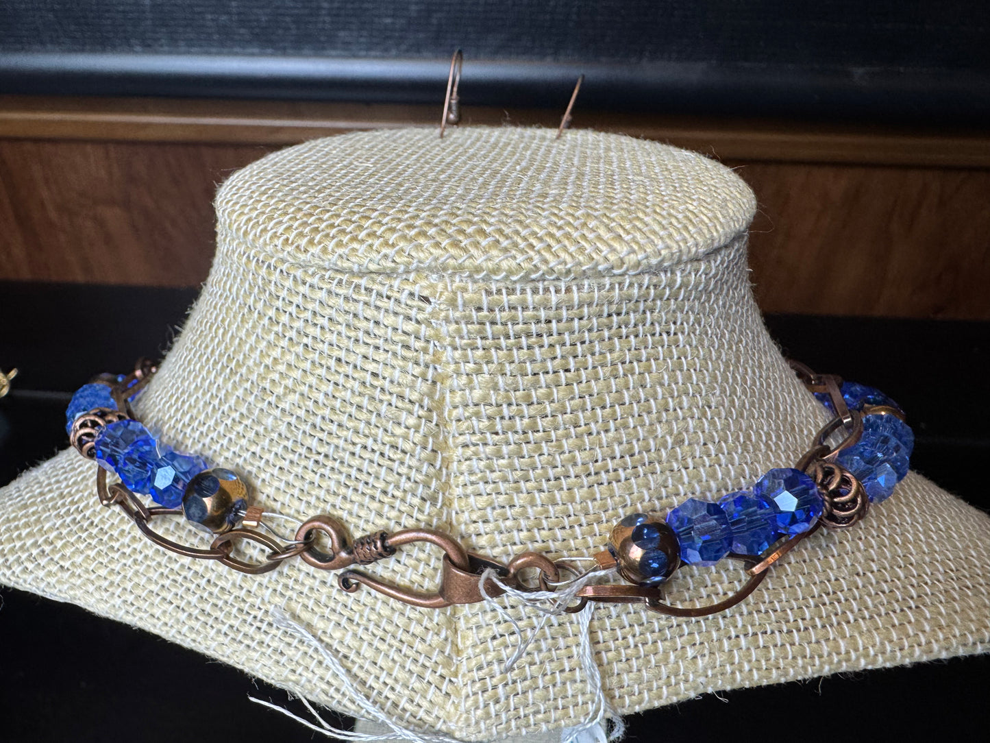 Blue Glass and Copper Necklace and Earrings Set