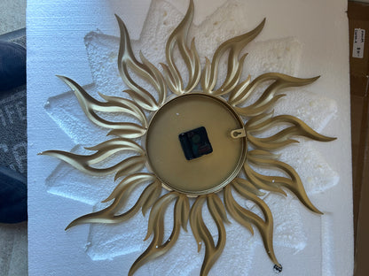 Modern Art Wall Clock Golden Sun Burst