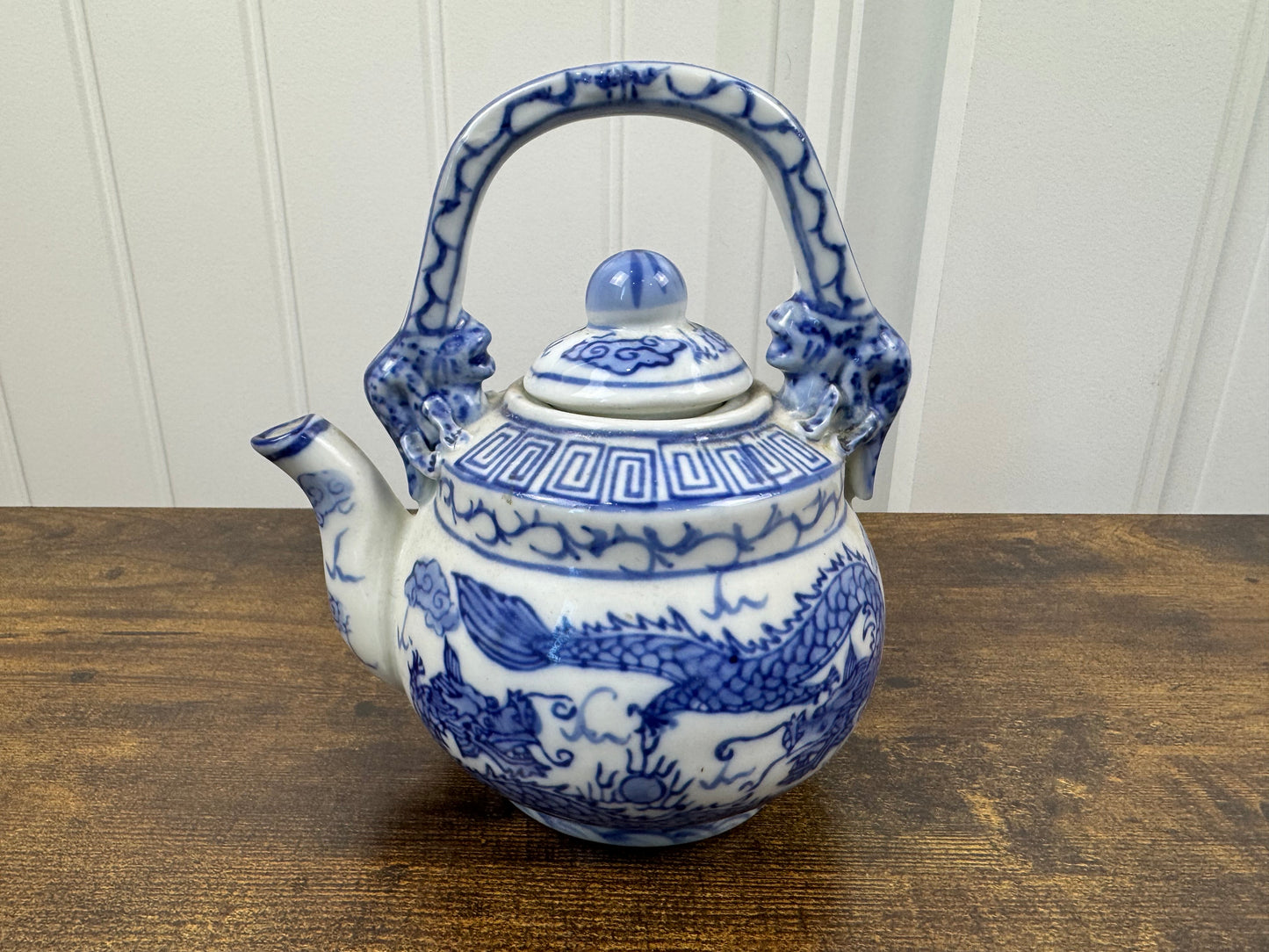Cobalt and White Tea Pot with Lid