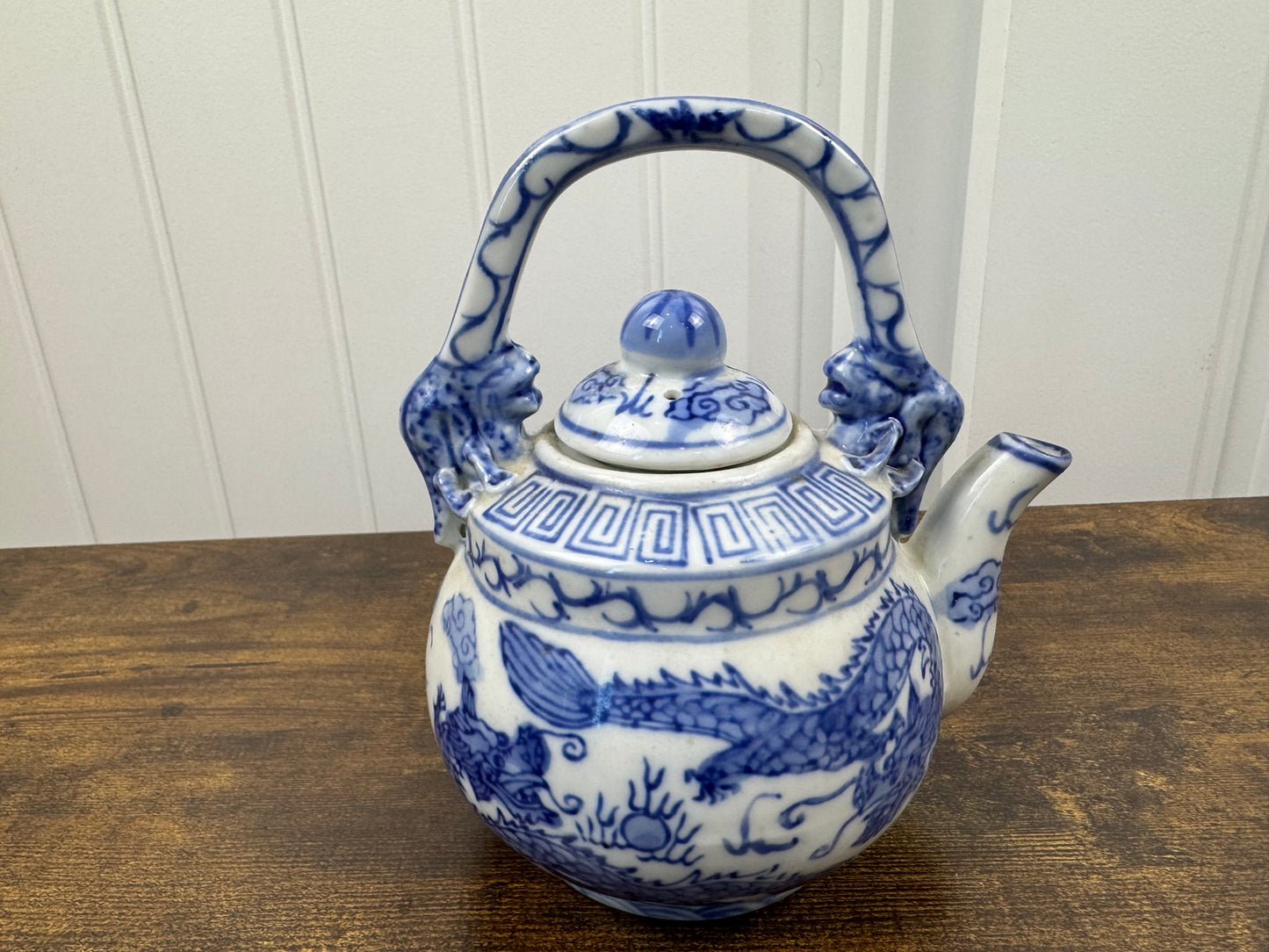 Cobalt and White Tea Pot with Lid