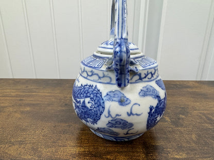 Cobalt and White Tea Pot with Lid