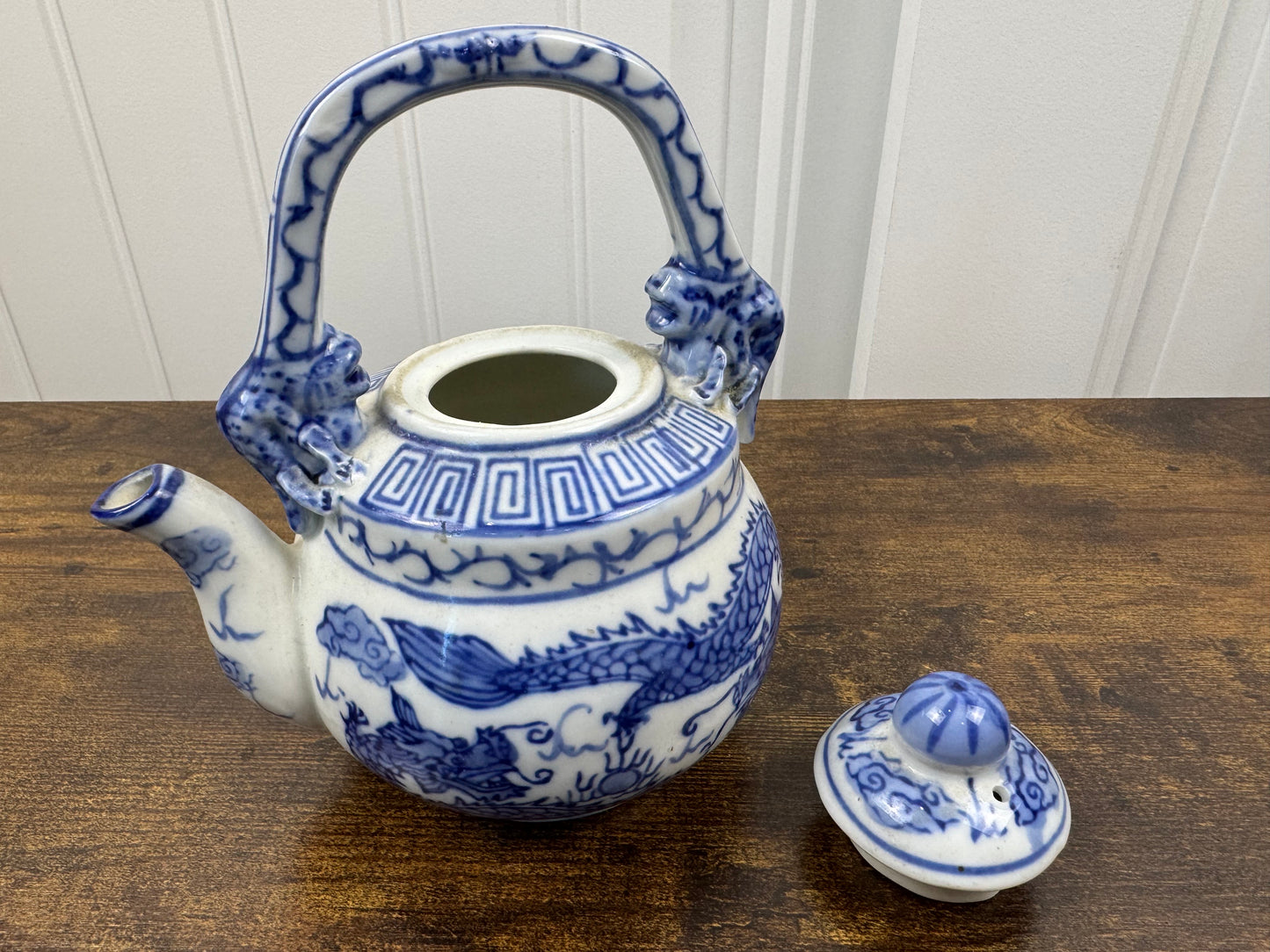 Cobalt and White Tea Pot with Lid