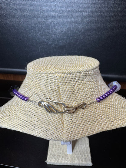 Handmade Vintage Diamond Shaped Amethyst Beaded Necklace