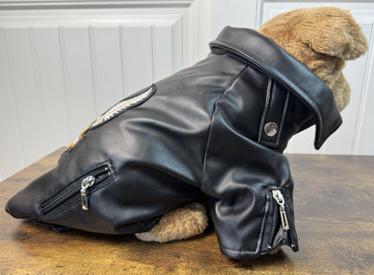 Dog Faux Leather Biker Jacket