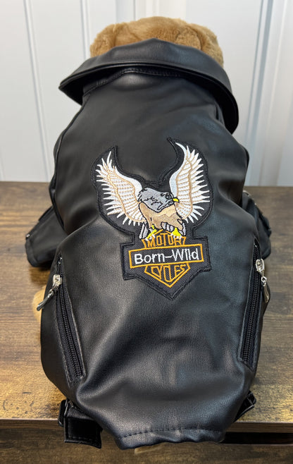 Dog Faux Leather Biker Jacket