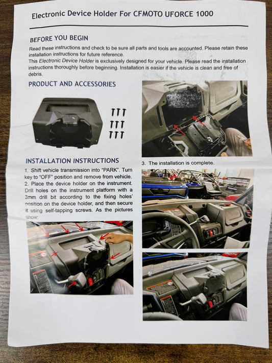 Electronic Device Holder for CFMOTO UFORCE 1000