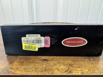 Hand-Carved Thai Elephant Wood Sculpture – 10.5" Round Panel on Stand – Global Decor from Thailand – Signature Home Collection