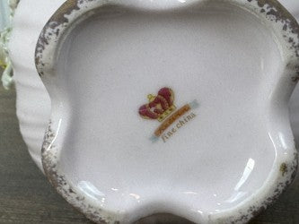 Vintage Pink Crown Fine China Vase – 5" – Floral Appliqué & Gold Gilt