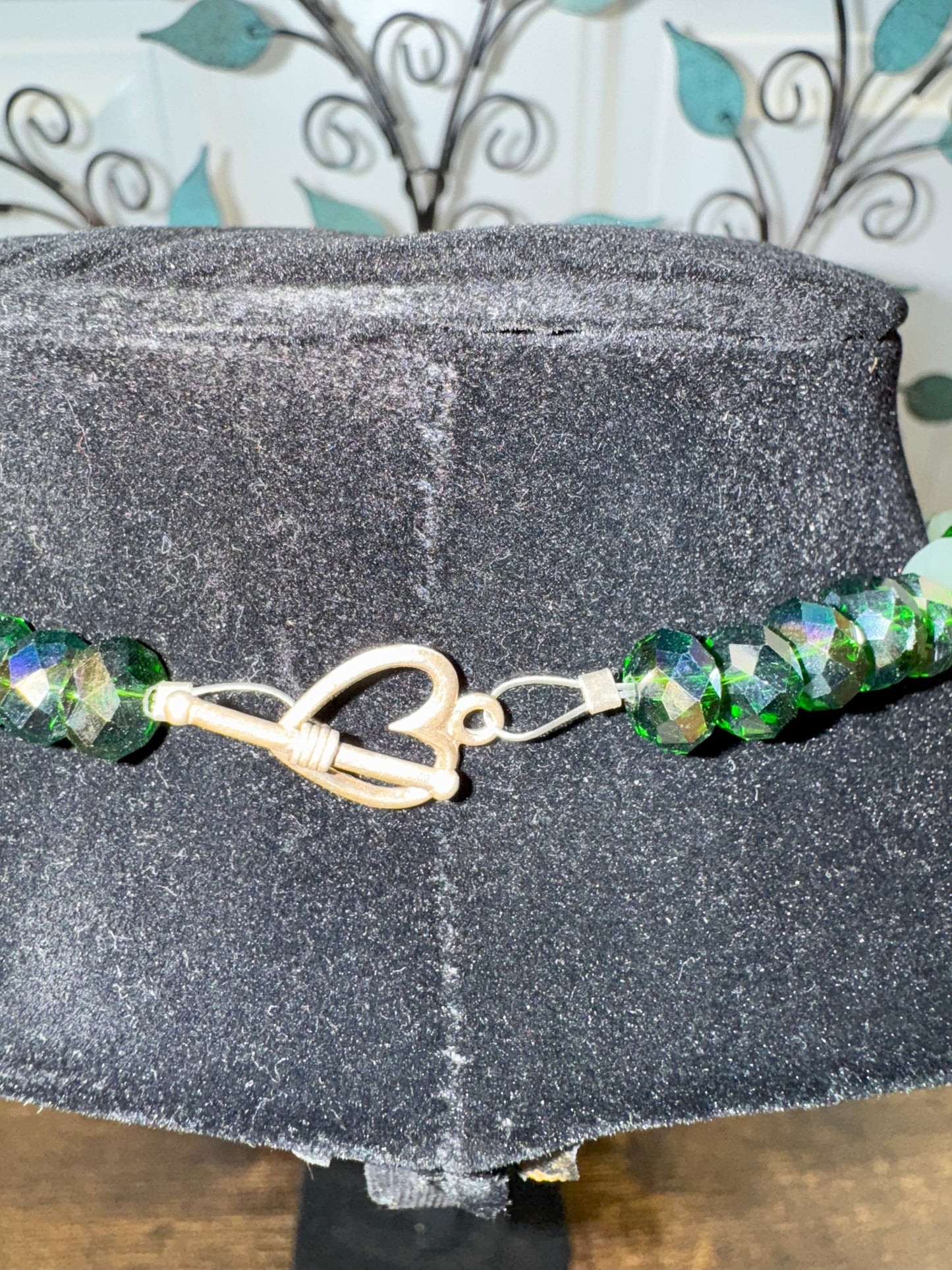 Handmade Vintage Green Frosted Glass Bead Necklace