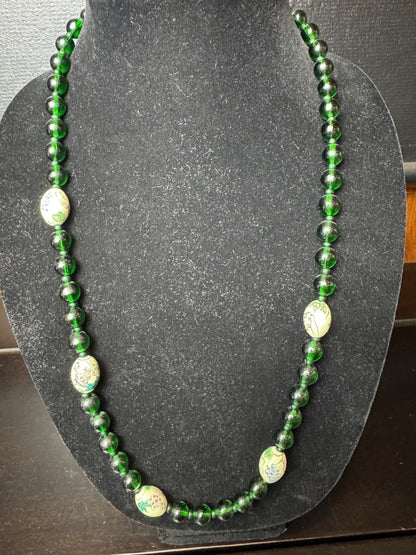 Green and Grape Vine Bead Necklace