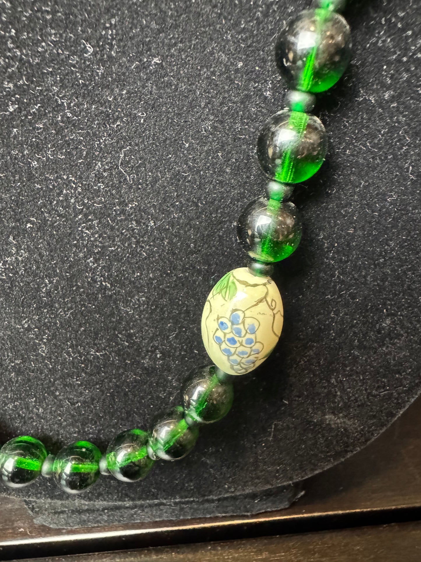 Green and Grape Vine Bead Necklace
