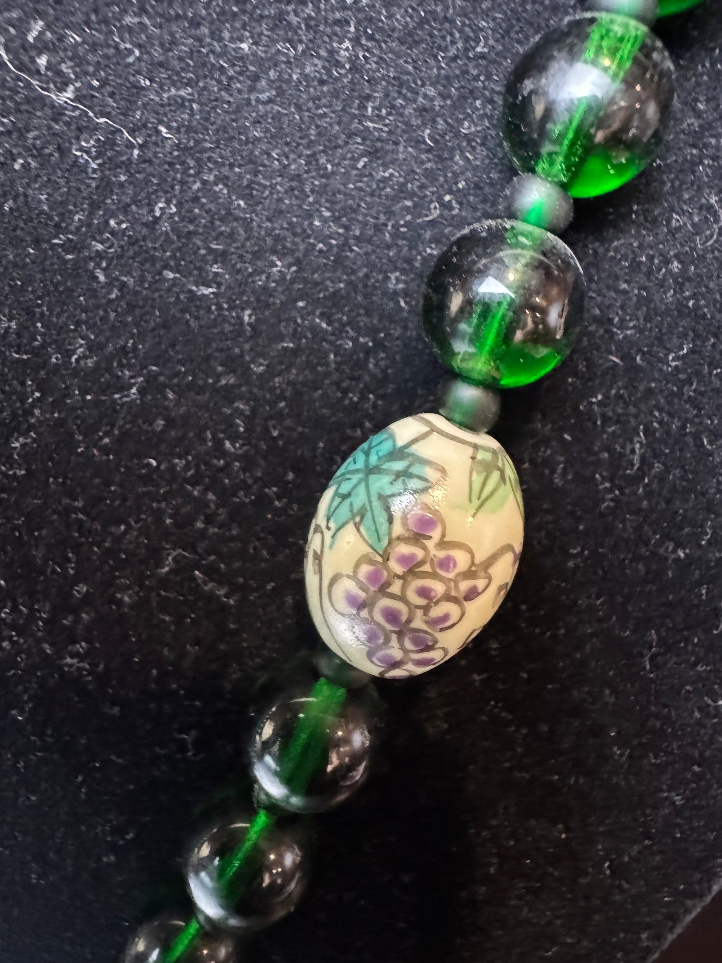 Green and Grape Vine Bead Necklace