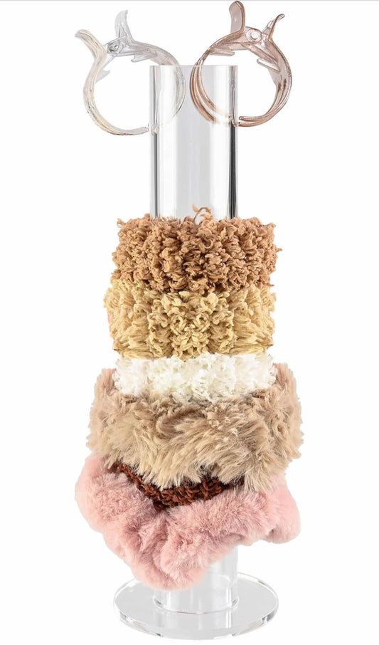 HOME-X ACRYLIC HAIR-TIE ORGANIZER PLASTIC STAND - 9 ¾” L X 3" D (CLEAR)