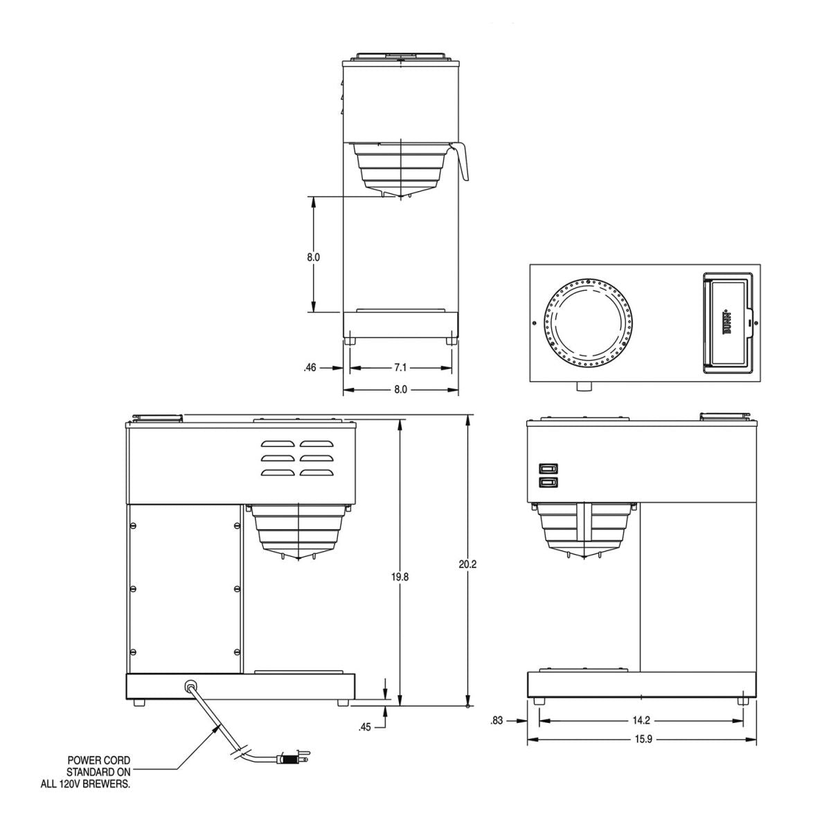 Bunn 33200.0015 VPR w/ 2 Glass Decanters 1 Upper & 1 Lower Warmer