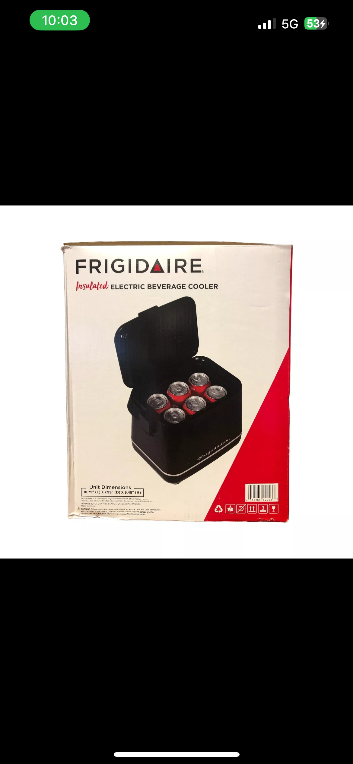 Frigidaire Insulated Electric Beverage Cooler Holds Six 12 oz. Cans