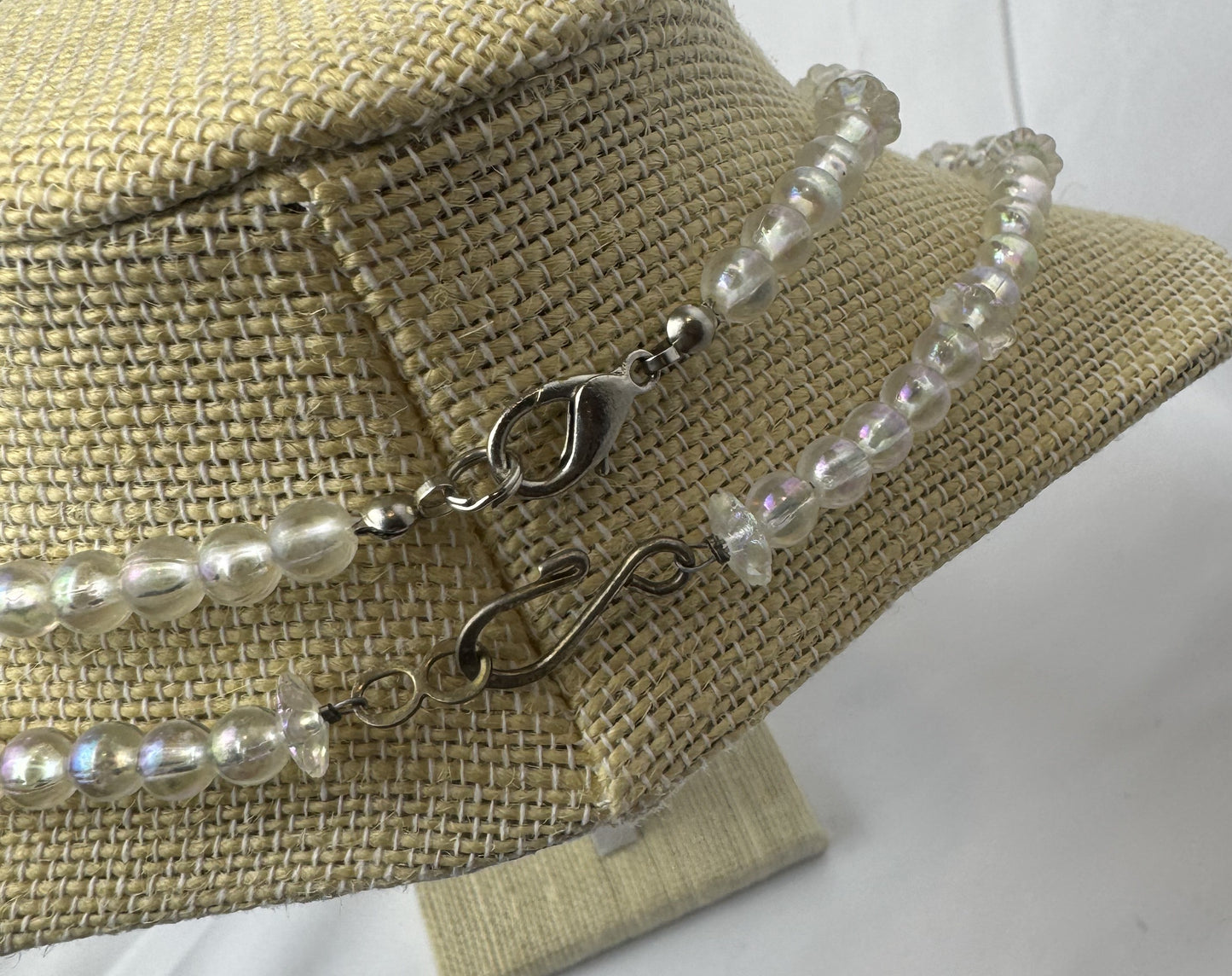 Handmade Vintage Iridescent Aurora Borealis Acrylic Bead Necklace Set