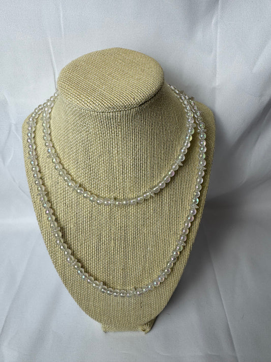Handmade Vintage Iridescent Aurora Borealis Acrylic Bead Necklace Set