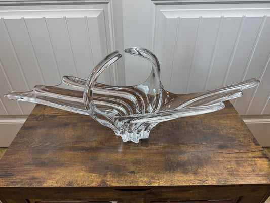 Large Vintage French Style Crystal Basket