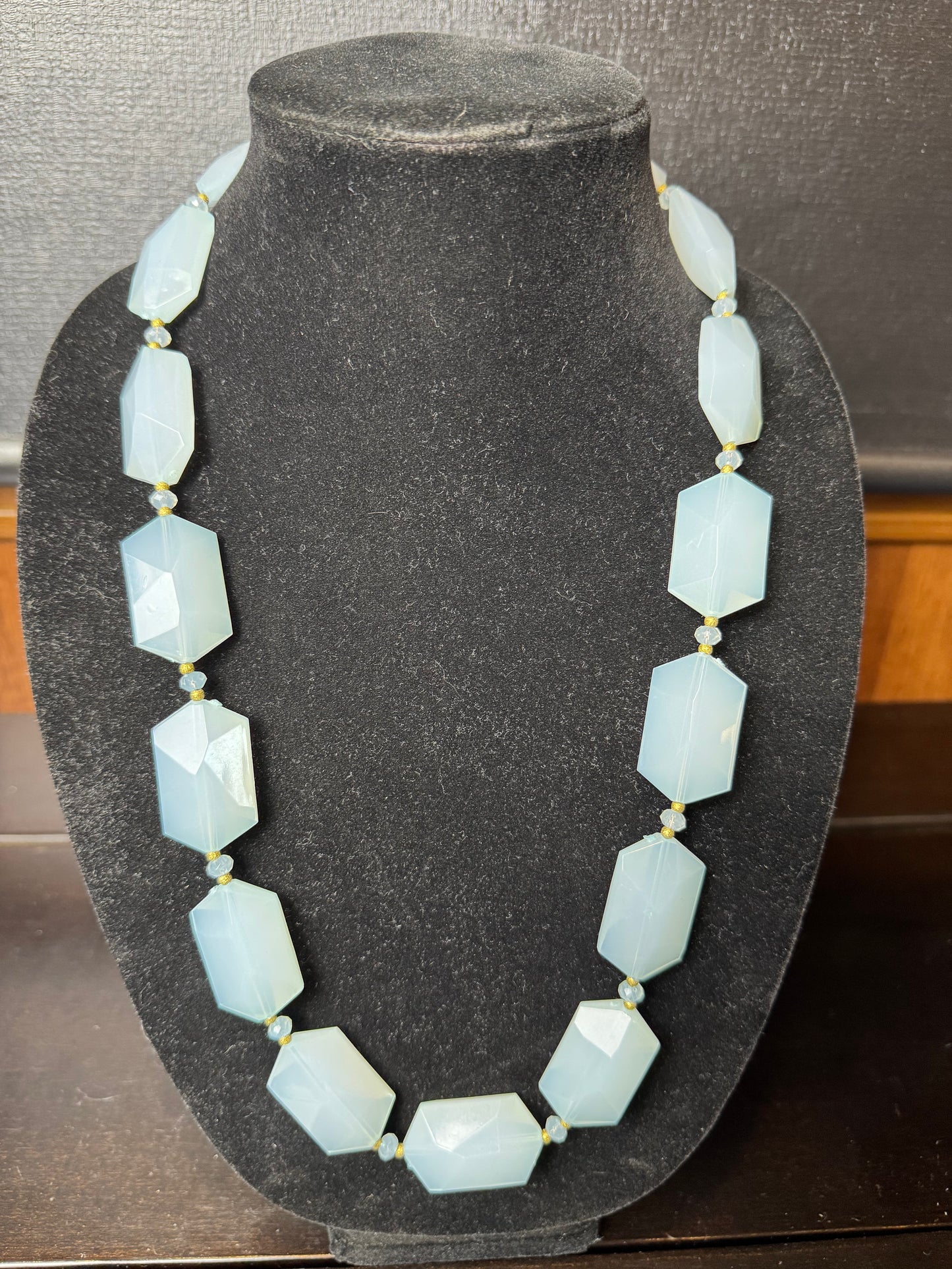 Light Blue Chalcedony Beaded Necklace