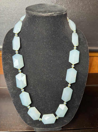 Light Blue Chalcedony Beaded Necklace