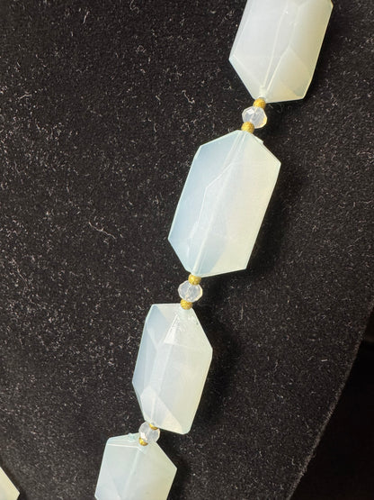 Light Blue Chalcedony Beaded Necklace