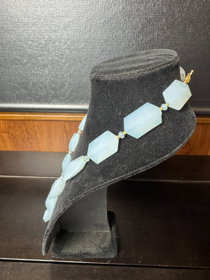 Light Blue Chalcedony Beaded Necklace