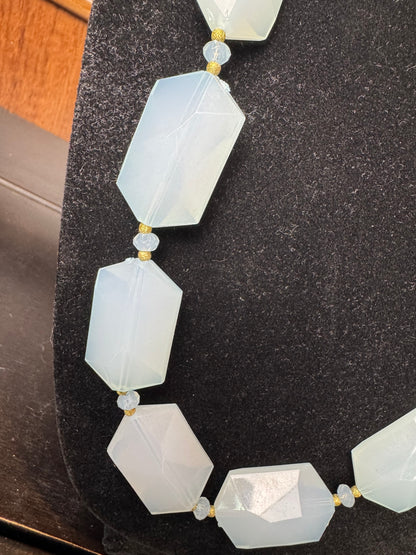 Light Blue Chalcedony Beaded Necklace