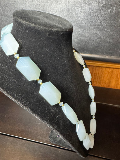 Light Blue Chalcedony Beaded Necklace