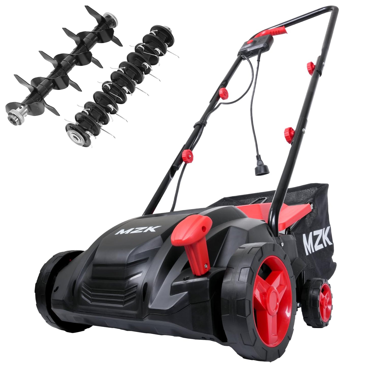 MZK 13-inch 12-Amp 2-in-1 Electric Dethatcher and Scarifier w/Removeable 8-Gallon Collection Bag
