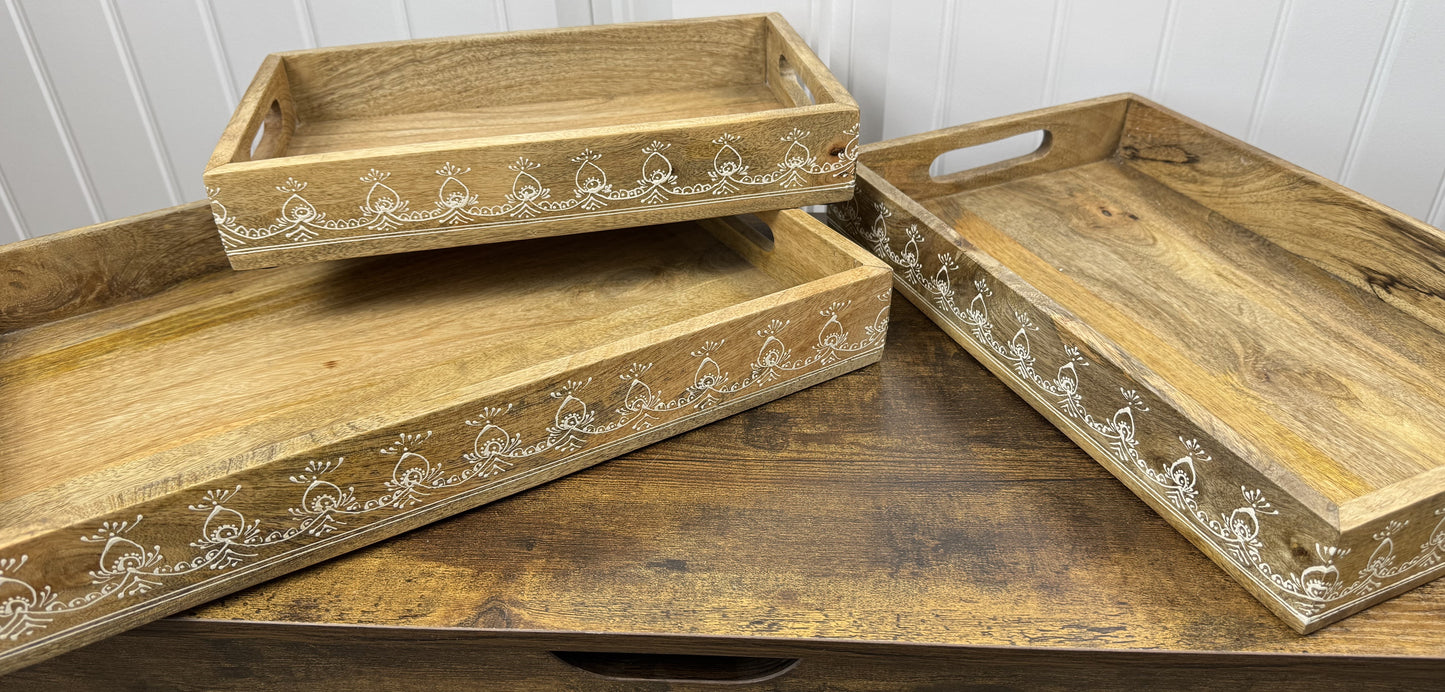 Mango Wood Serving Trays set of 3