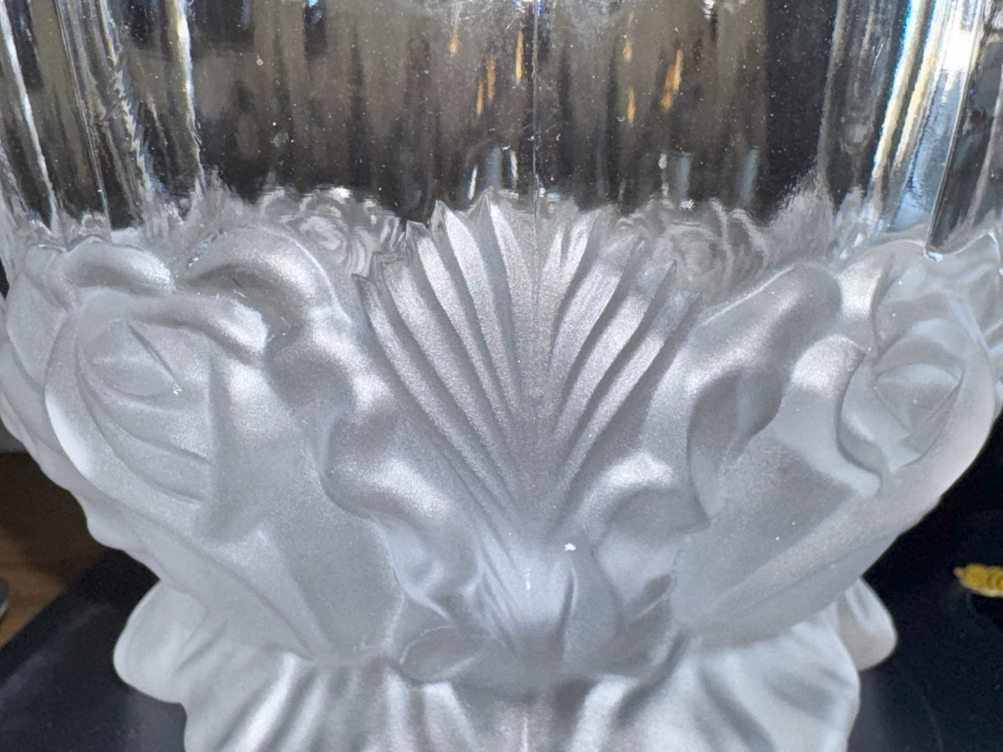 Vintage Imperlux Frosted Rose Pedestal Bowl – 6" Lead Crystal – Made in East Germany
